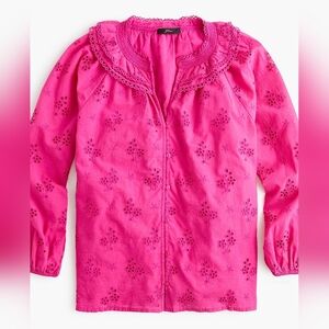 J. Crew Button Front Eyelet Peasant Top | J.Crew Ruffled Neck Eyelet Top